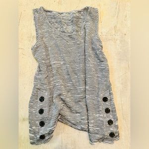 Striped black tank top (black and white) with buttons on the sides